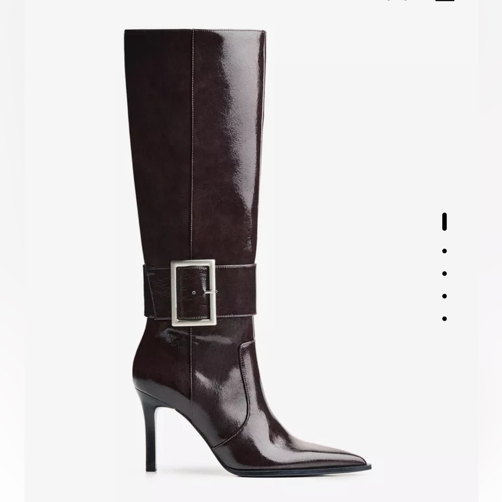 Bershka Dark Brown Heeled Boots with Buckle - NWT